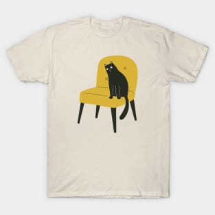 Black Cat on Chair T-Shirt